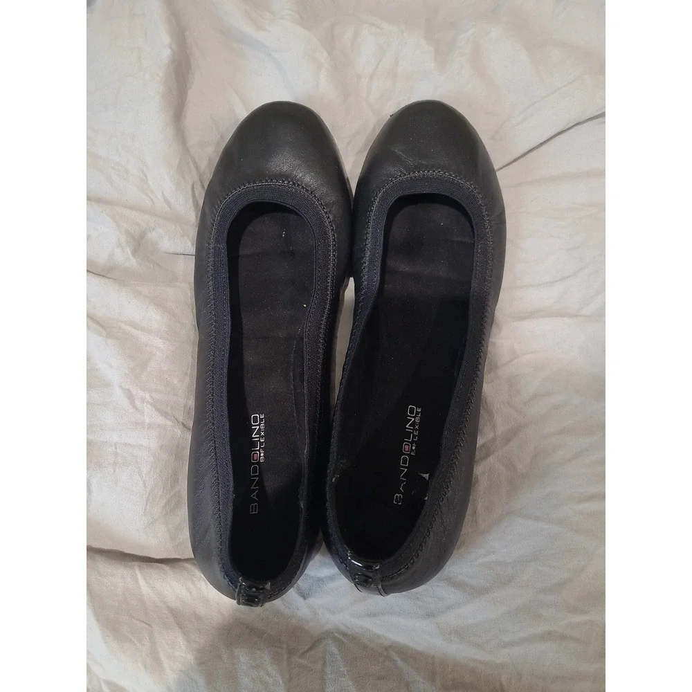Bandolino Black Leather Ballet Flats Women's Size 9.5 minimalist comfort comfort